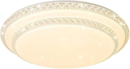 HUA QIANG WANG Flush Mount Double Layer Silver Ceiling Lamp, 3-color Modern Simple Round LED Ceiling Lights for Bedroom Living Room Dining Room (40cm)