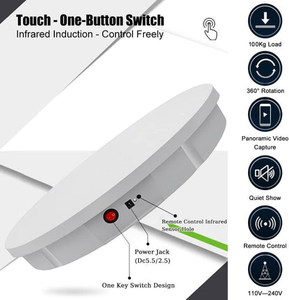 Motorized Rotating Display Stand, 360° Electric Rotating Turntable Display Stand, 220Lb Load, for Photography Products,White