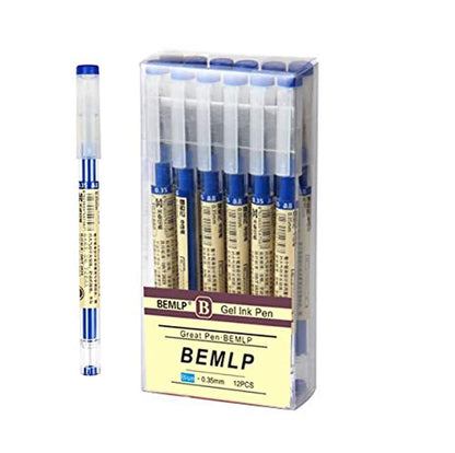 Rolling Ball Pens Ballpoint Pen Quick-Drying Ink 0.37 mm Extra Fine Point Liquid Ink Rollerball Pens Gel Ink Pen Japanese Style for Office School Stationery Supply 12 Pieces (4 Black 4Blue 4Re)