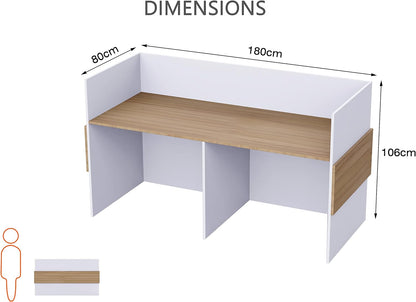 Mahmayi REC-2 Designer Reception Desk For Office Space, Front Office Desk (White-Coco Bolo)