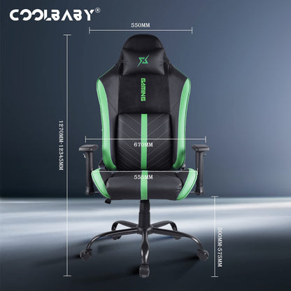 COOLBABY Gaming Chair LED Light Racing Chair,Ergonomic Office Massage Chair,Lumbar Support and Adjustable Back Bench,Bluetooth Speaker…