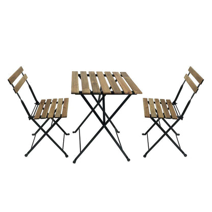 Yatai Decor Wood Chairs and Table Bistro Set - Folding Outdoor Patio Dining Table Set - 3 Pcs Metal Foldable Dining Table Set For Home Outdoor Balcony Terrace Use – Garden Furniture – Office Furniture