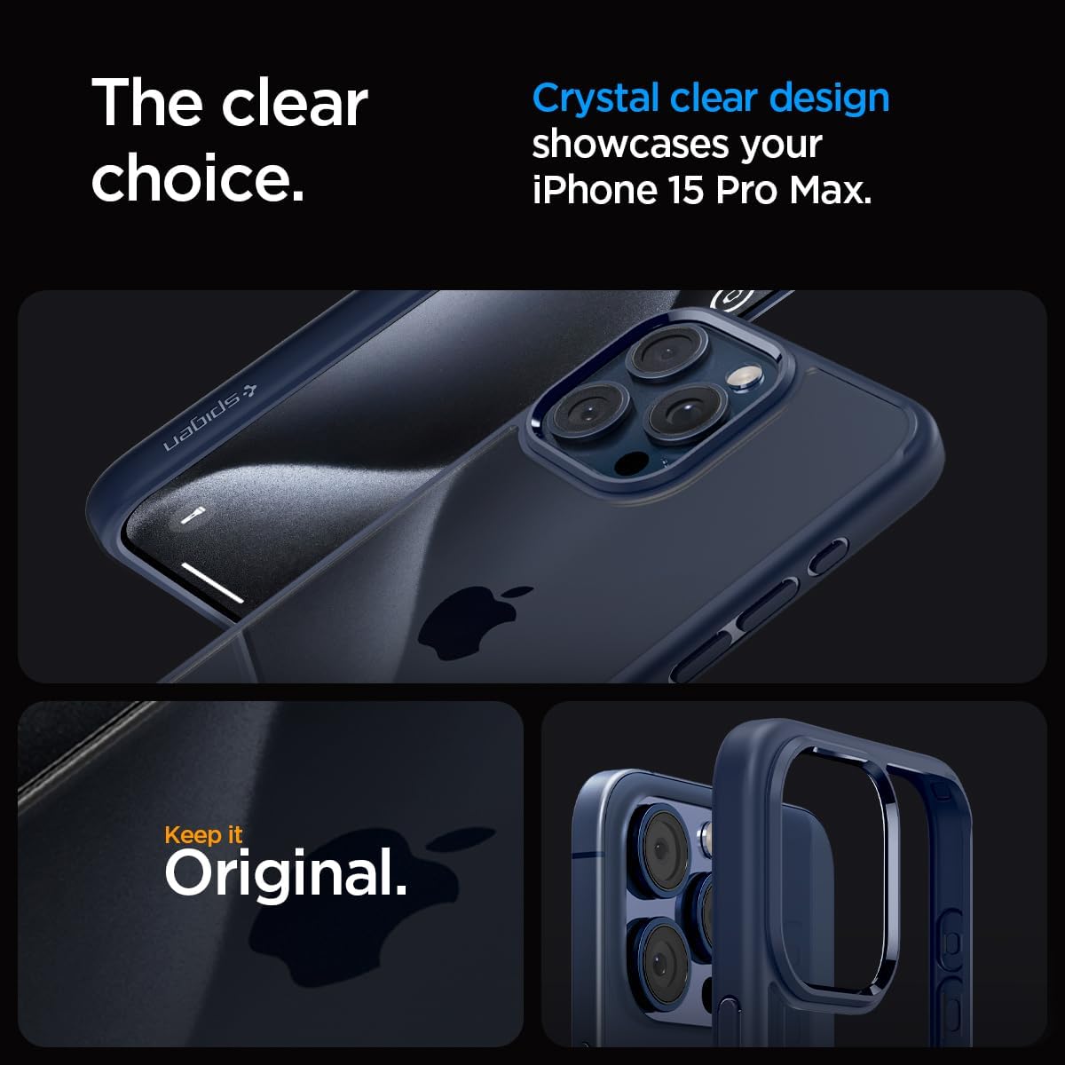 Spigen Ultra Hybrid designed for iPhone 15 Pro Max case cover (2023) - Frost Black - CaveHubs