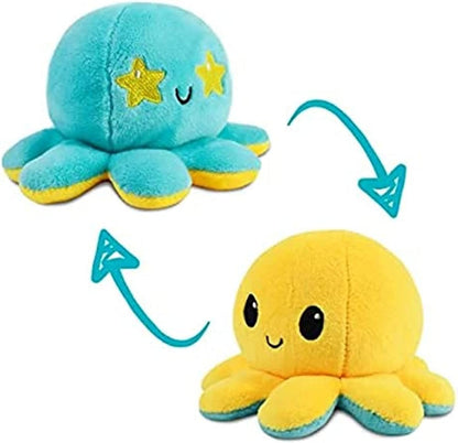 GrabMantra Reversible Octopus Plushie Soft Toys, Double-Sided Flip Stuffed Animal Mood Plush Show Your Mood Without Saying a Word, A Gift for Kids and Decorations | Happy + Angry | (Sunset + Mermaid)