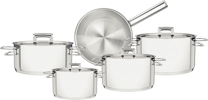 Tramontina Brava 9 Pieces Stainless Steel Cookware Set with Flat Lid and Tri-ply Base