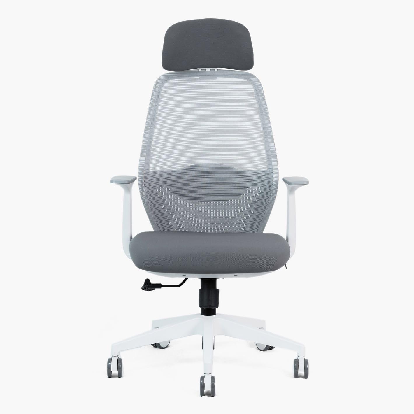 BOSQ Ergonomic Office Chair, Mesh Back, Adjustable Headrest, Grey