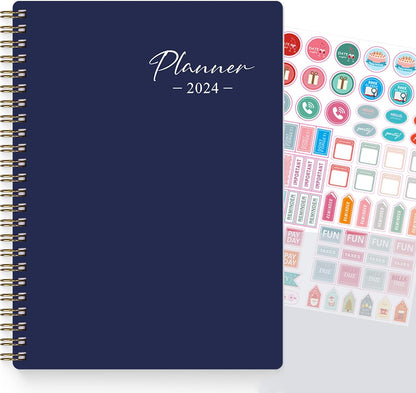 KSNOW 2024 Weekly and Monthly Planner, Runs from January 2024 to December 2024, Life Planner to Hit Your Goals & Live Happier, 12 Months Yearly Agenda Productivity for Women & Men, A5 (Blue)