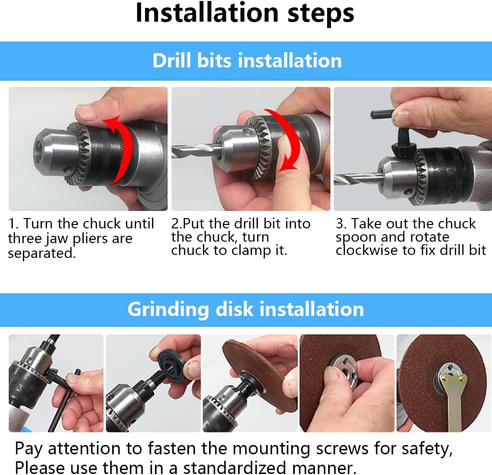 Electric Drill Variable Speed Percussion Drill Kit Household Multifunctional Hammer Drill 220V Industrial Powerful Pistol Drill Set with Saw Blade Grinding Wheel for Drilling Wall Bricks Wood Metal