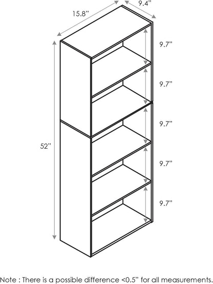 Furinno 5-Tier Reversible Color Open Shelf Bookcase, White/Pink 11055WH/PI