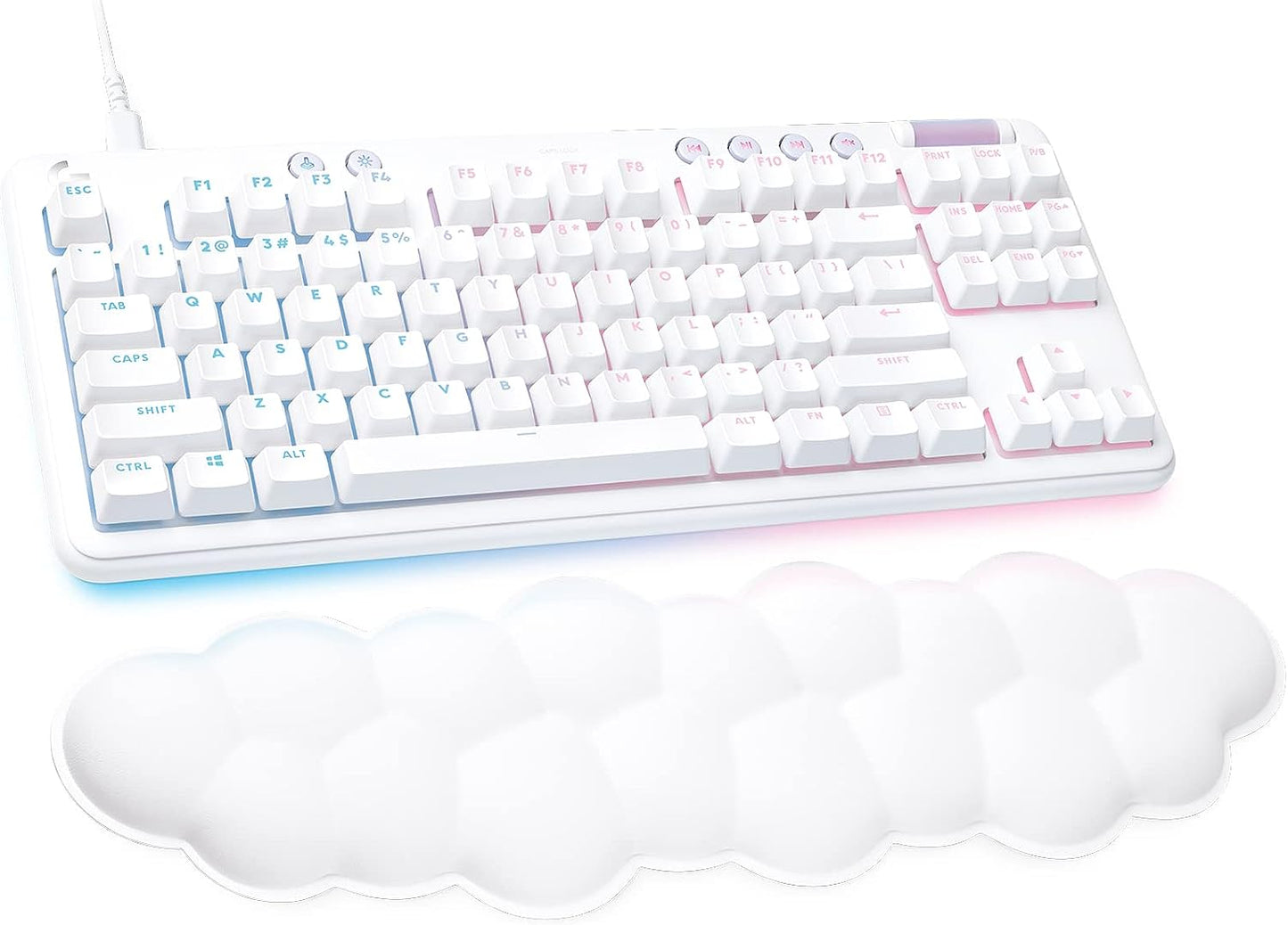 Logitech G713 Wired Mechanical Gaming Keyboard with LIGHTSYNC RGB Lighting, Tactile Switches (GX Brown), and Keyboard Palm Rest, PC and Mac Compatible, White Mist