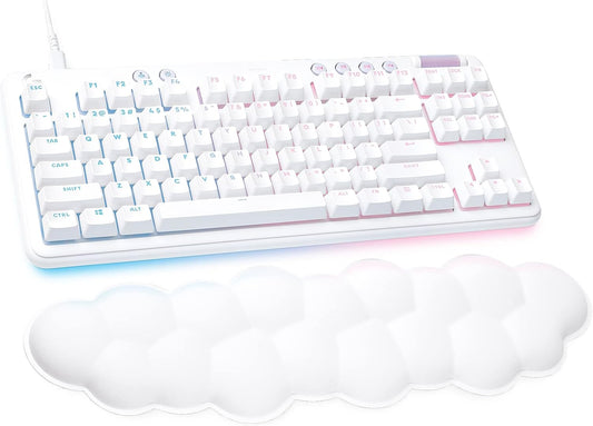 Logitech G713 Wired Mechanical Gaming Keyboard with LIGHTSYNC RGB Lighting, Tactile Switches (GX Brown), and Keyboard Palm Rest, PC and Mac Compatible, White Mist