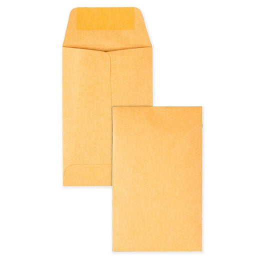 Quality Park #1 Coin And Small Parts Envelope With Gummed Flap For Home Or Office Use, 28 Lb. Brown Kraft, 2-1/4 X 3-1/2, 500 Per Box (50162)