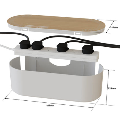 D-Line Cable Tidy Box, Hide and Conceal Extension Blocks and Electrical Cables, Fully Safety d Cable Management Solution, Made from Robust Electrically-Safe ABS Material - Small, Black