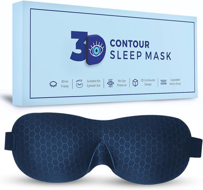 Samadhaan 3D Contoured Sleep Mask, Deep Orbit, Ultra Light Weight & Comfortable Sleeping Mask, 3D Sleep Mask for Eyelash Extensions with Velcro Closure, Concave Molded Night Sleep Mask,Blue