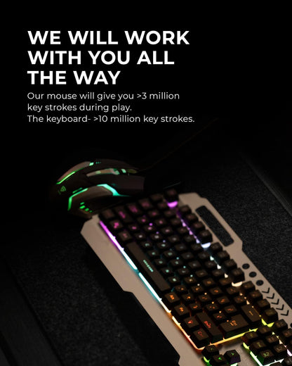 RAEGR RapidGear X30 Wired Rainbow Backlight Keyboard and 1200 dpi Mouse Set, LED Backlit, Floating Keycaps with Breathing Lights Effect, Plug and Play | Compatible with PC/Laptop/Mac - Black RG10471