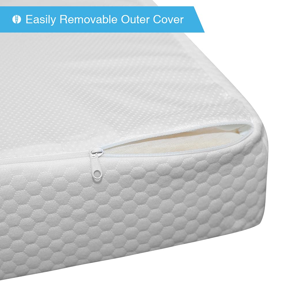 VTERLY Cot Mattresses, 120 x 60cm Crib Mattress with Extra Thick 10 cm Memory Foam & Removable Washable Cover, Breathable, Anti Allergenic and Water Resistant Toddler Bed Mattress