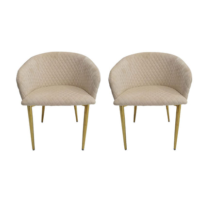 VANITY LIVING Modern Dining Chair Set of 2 with Cream Velvet Fabric, 79.6cm Armchair For Living & Dining Room Furniture, Accent Chair with Gold Metal Legs