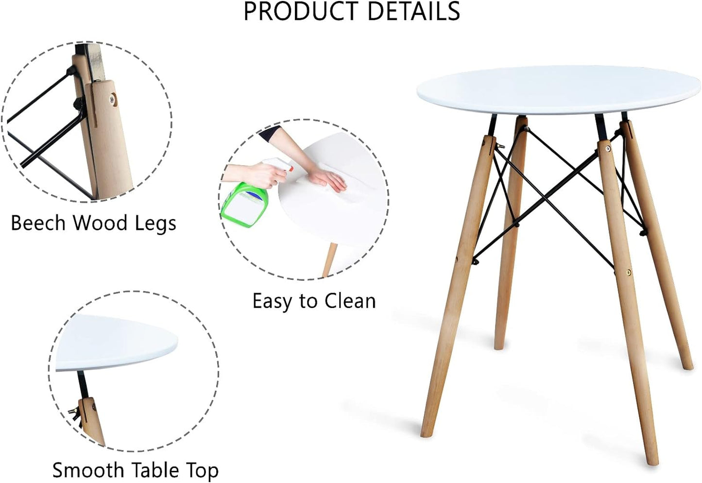 Mahmayi Dining Table with Chair Sets, Simple Modern Design Tables & Chairs for Home Office Bistro Balcony Lawn Breakfast, (DWS-White, Dining Set 4 Seater)