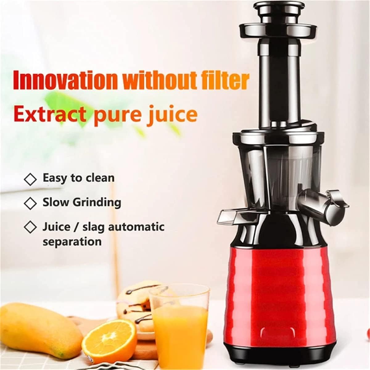 Slow Juicer Masticating Juicer Machine, Mini Slow Juicer, Screw Cold Press, Patent-Free Technology, Electric Fruit and Vegetable Juicer