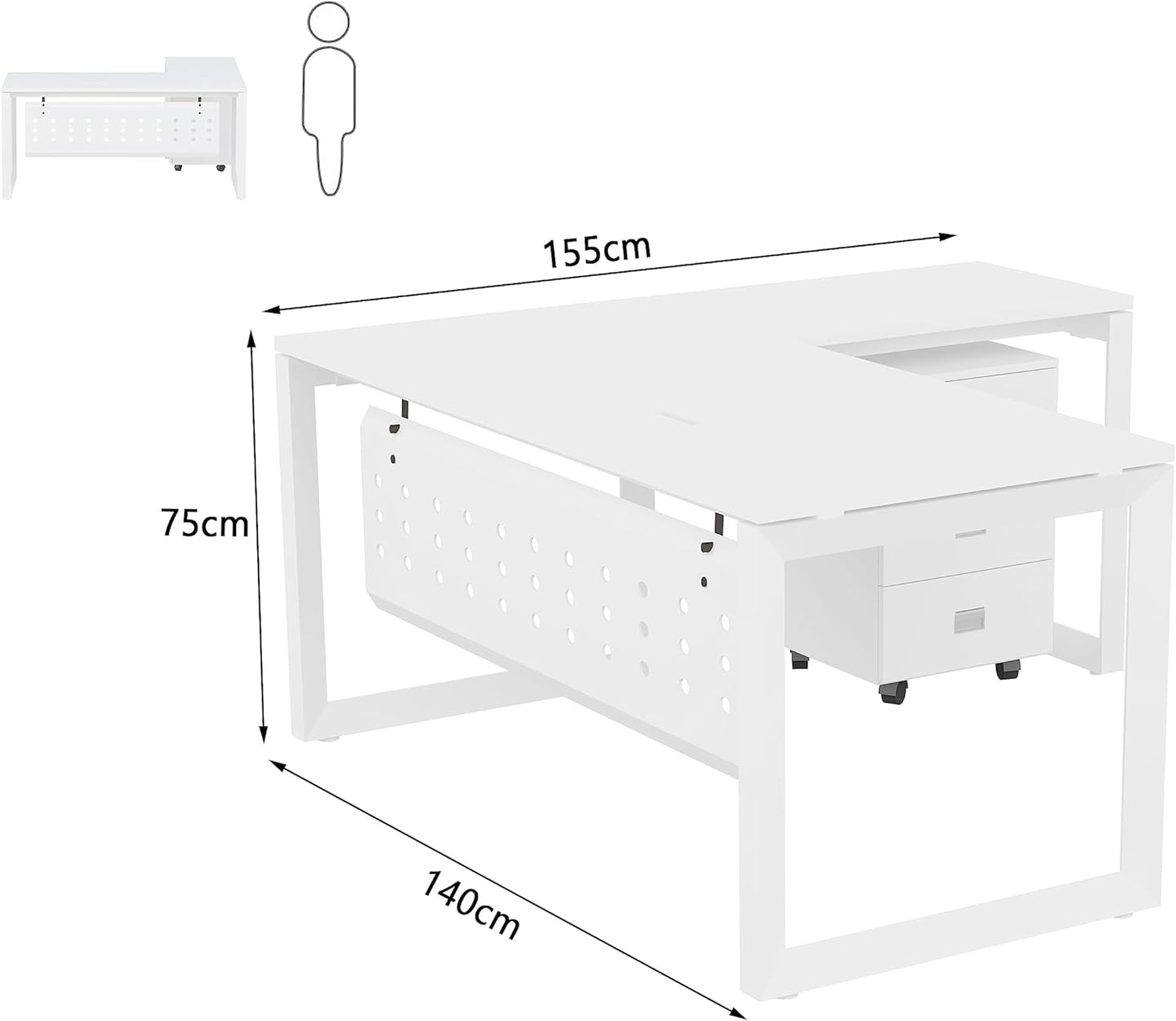 Mahmayi Vorm 136-18 White Modern Workstation Material-Melamine on MDF