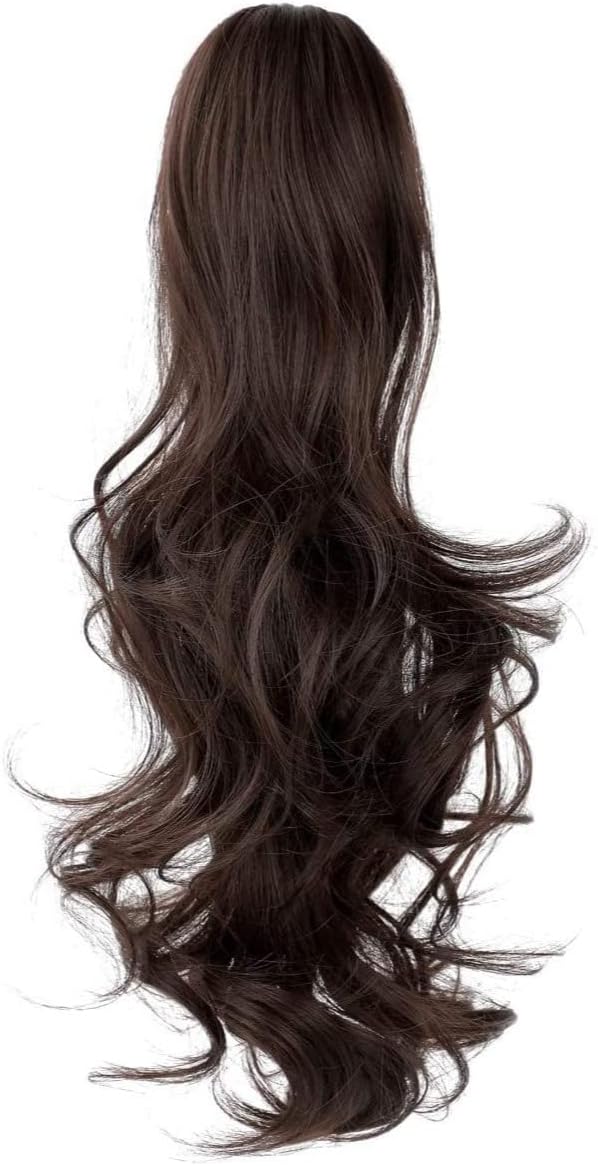 Synthetic Long Straight Claw Ponytail Wigs Clip In AH Tail Hair Ponytail (CURLY, 1B)