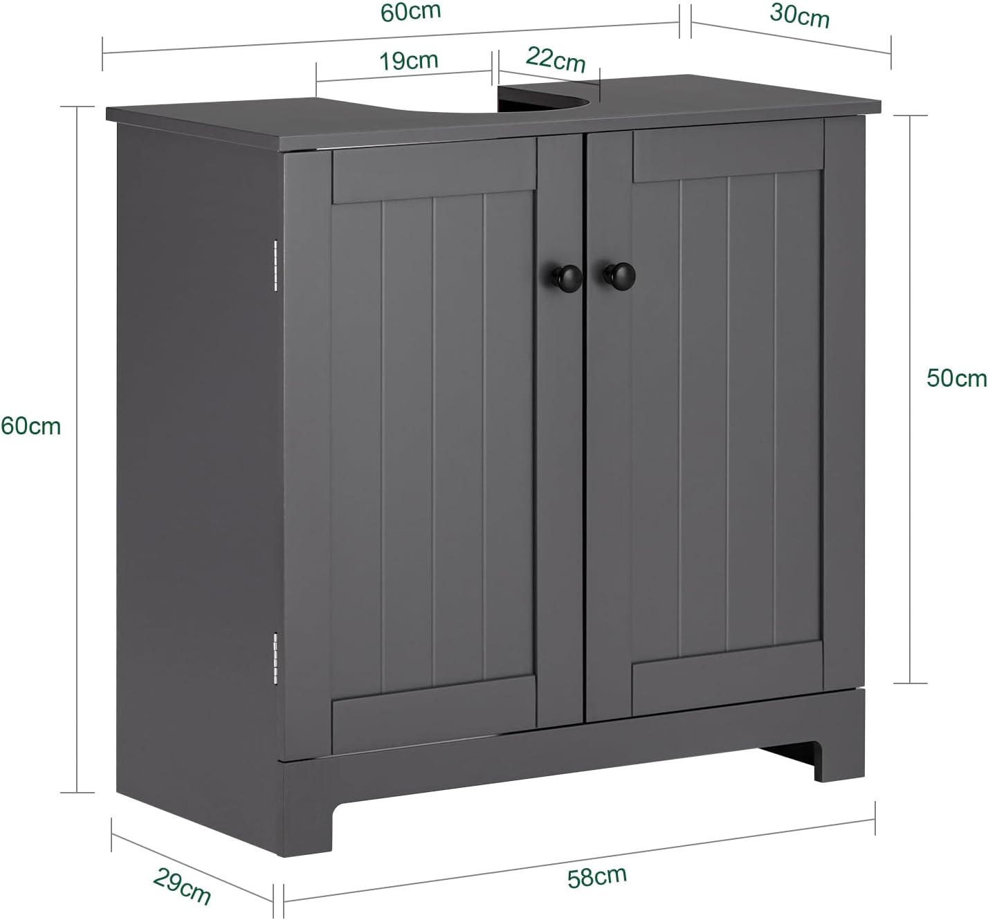 SoBuy (UAE STOCK) BZR18-II-W, Under Sink Cabinet Bathroom Vanity Unit Bathroom Storage Cabinet with 2 Doors, Suitable for Pedestal Sinks