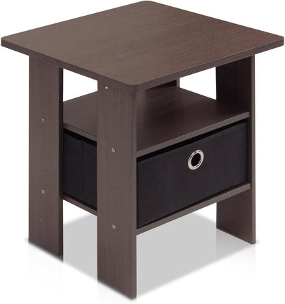 Furinno Andrey End Table/Side Table/Night Stand/Bedside Table with Bin Drawer, Dark Walnut, Andrey, 11157DWN, 1 Pack