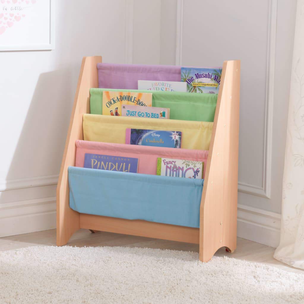 KidKraft 14221 Kids Sling Wooden Bookshelf, Children's Bedroom Furniture, Bookcase Display and Storage Rack, Natural Colours