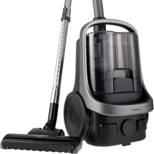 Panasonic MC-CL609HE47 2200W Bagless Canister Vacuum Cleaner, Washable Filter & Dust Box Easy to Carry with Dual handle Variable Power Control Full Capture Nozzle, Flexi dusting Brush - MC-CL609- Grey