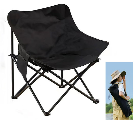 Mimiblack Camping Chair Foldable，folding chairs with side pocket and carrying bag,portable beach chair for adults,camping,Hiking,Backpacking，picnic,BBQ,Support 285Lbs(black)