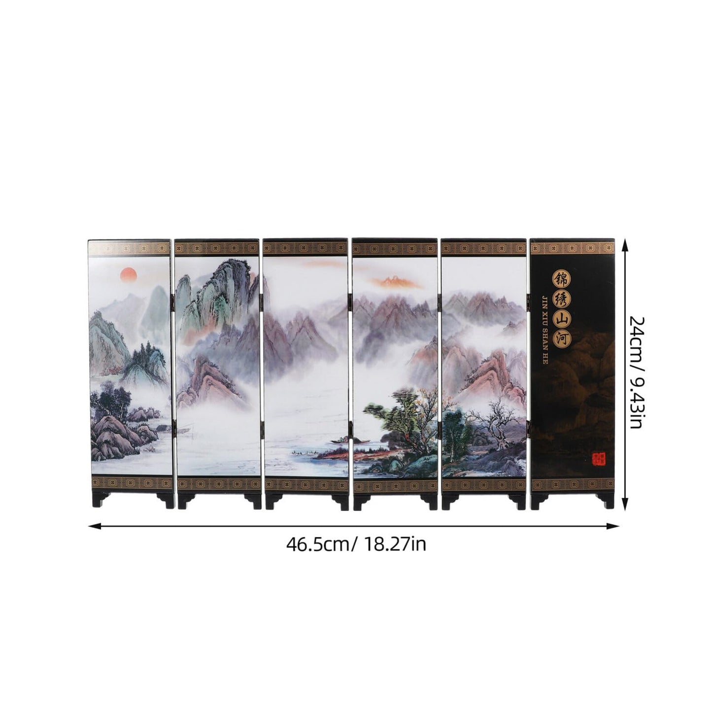 Alipis Mini Folding Screen 5 Panel Divider Antique Chinese Lacquerware Small Desktop Folding Screen for Home Office Decoration