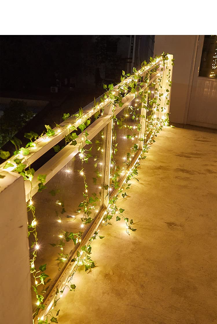 BPA® Outdoor String Lights, 100 LED, 32.8 FT Realistic Plant Garland with Lights – Decorative Vine Lights for Bedroom, Diwali, Christmas, Ramadan, New Year, and Festive Décor