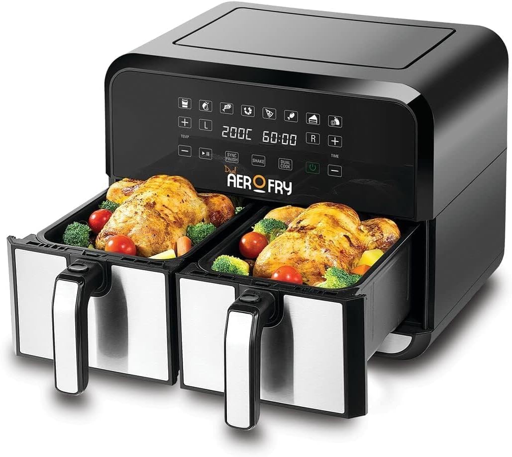 BLACK+DECKER Digital Air Fryer, 1500W, 4L/1.2kg, 360° Hot Air Convection Technology, Temperature & Time Controller, Touch Digital Display, Frying Grilling, Roasting & Baking, A400-B5