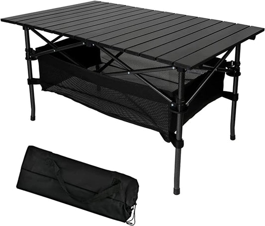 Jorunb Large Foldable Table,Portable Camping Table,Picnic Table,Backpacking Table with Storage Waterproof Pocket,for Outdoor BBQ,Cookout,Picnic,Beach 95 * 55 * 50cm