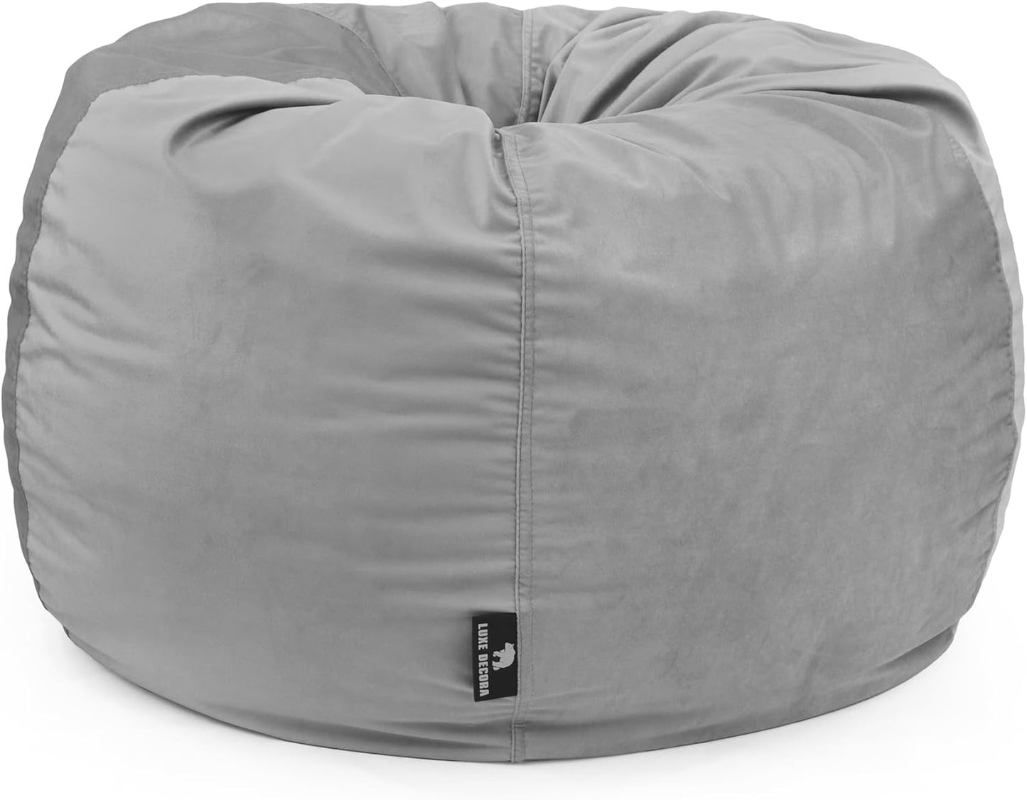 Luxe Decora Nest Soft Suede Bean Bag with Removable Layer | Washable | Perfect for Indoor Relaxation | Kids & Adults | Soft Velvet Finish | Filled with Polystyrene Beads (Black, Large)