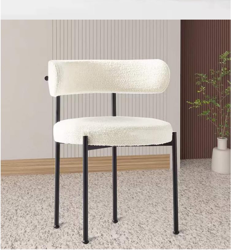 LANNY Dining Room/Restaurant Chair/Hotel chair/Office Visitor Chair/Modern Medium Back Luxury Lamb Wool Chair SZ813 (off white)