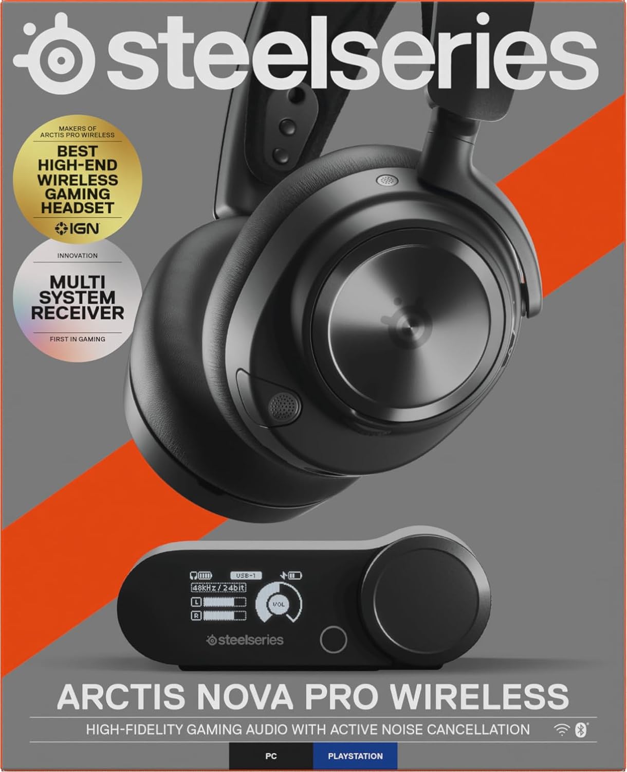 SteelSeries Arctis Nova Pro Wireless - Multi-System Gaming Headset - Premium Hi-Fi Drivers - Active Noise Cancellation - Infinity Power System - PC, PS5, PS4, Switch, Mobile