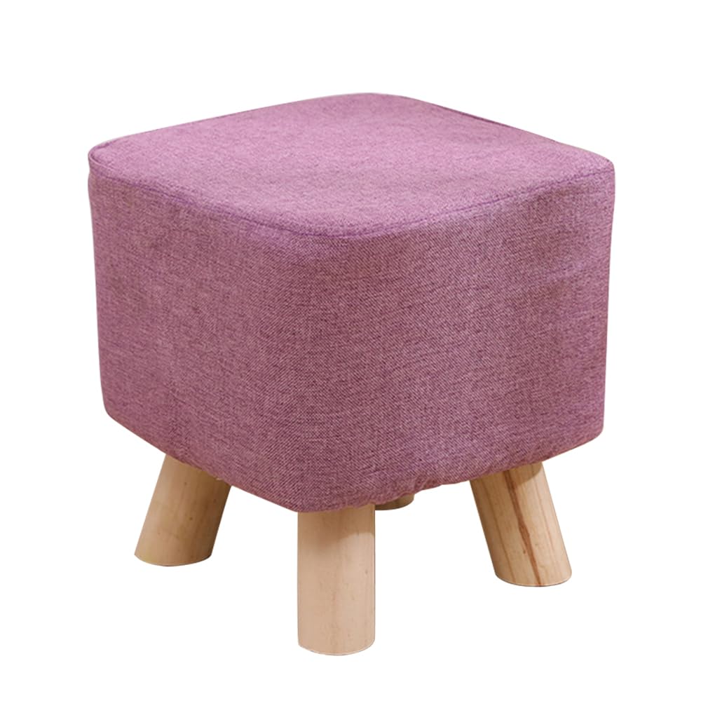 Packingoutlet Upholstered Footstool with Wooden Legs - Small Ottoman for Living Room, Bedroom, or Kids' Room