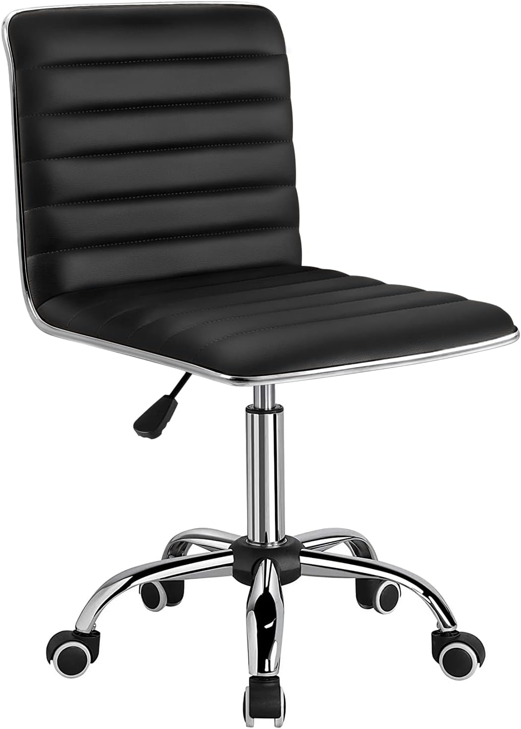 Furmax Mid Back Task Chair,Low Back Leather Swivel Office Chair,Computer Desk Chair Retro with Armless Ribbed (White)