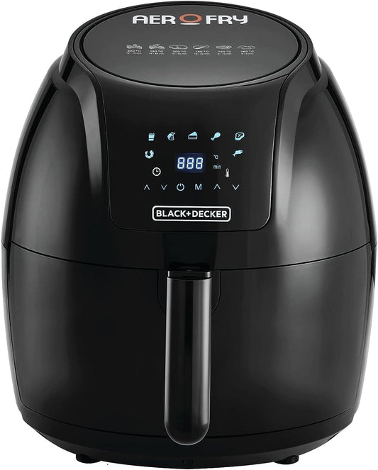 Black & Decker XL Digital Air Fryer, 1800W, 5.6L/1.5Kg, 7 Presets, Crispy and Healthy Cooking, Rapid Air Technology & Led Display, Best for Frying, Grilling, Roasting, Baking, 2 years warranty, AF625