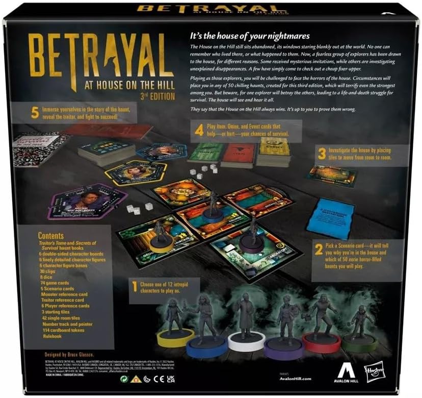 Hasbro Gaming Avalon Hill Betrayal at The House on The Hill 3rd Edition Cooperative Board Game, Ages 12 and Up, 3-6 Players, 50 Chilling Scenarios