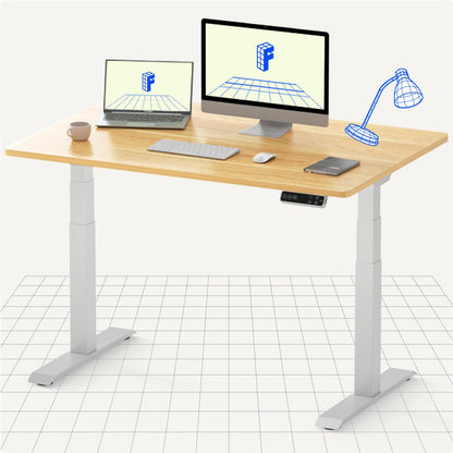 FLEXISPOT Electric Standing Desk E7, Height Adjustable Desk with Whole-Piece Bamboo Board and Dual Motor 3 Stages, 48x24 Inch, 4 Presets, Large Load Capacity Stand Up Desk Workstation Home Office