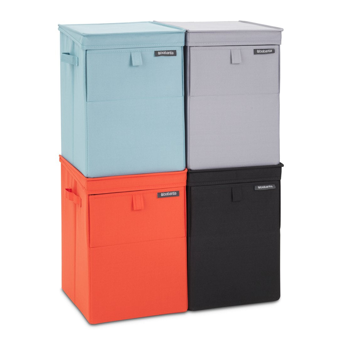 Brabantia - Stackable Laundry Box - Space Efficient Sorting - Compact Storage - Sturdy Grips - Laundry Basket - Rectangular - Bathroom - Pepper Black - 35L