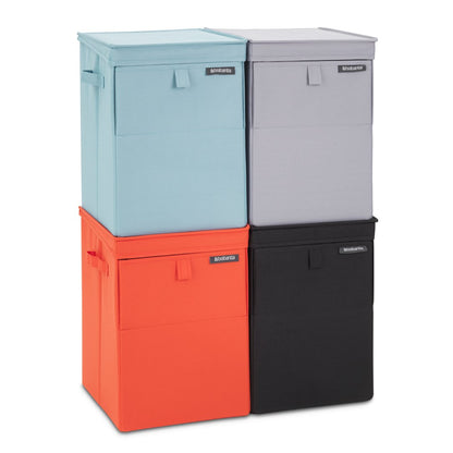 Brabantia - Stackable Laundry Box - Space Efficient Sorting - Compact Storage - Sturdy Grips - Laundry Basket - Rectangular - Bathroom - Pepper Black - 35L