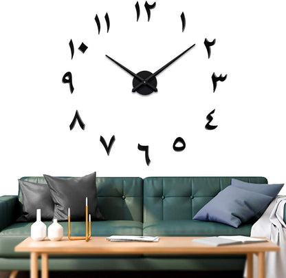 Vangold Modern Mute DIY Frameless Large Wall Clock 3D Mirror Sticker Metal Big Watches Home Office Decorations (Black Gold73)