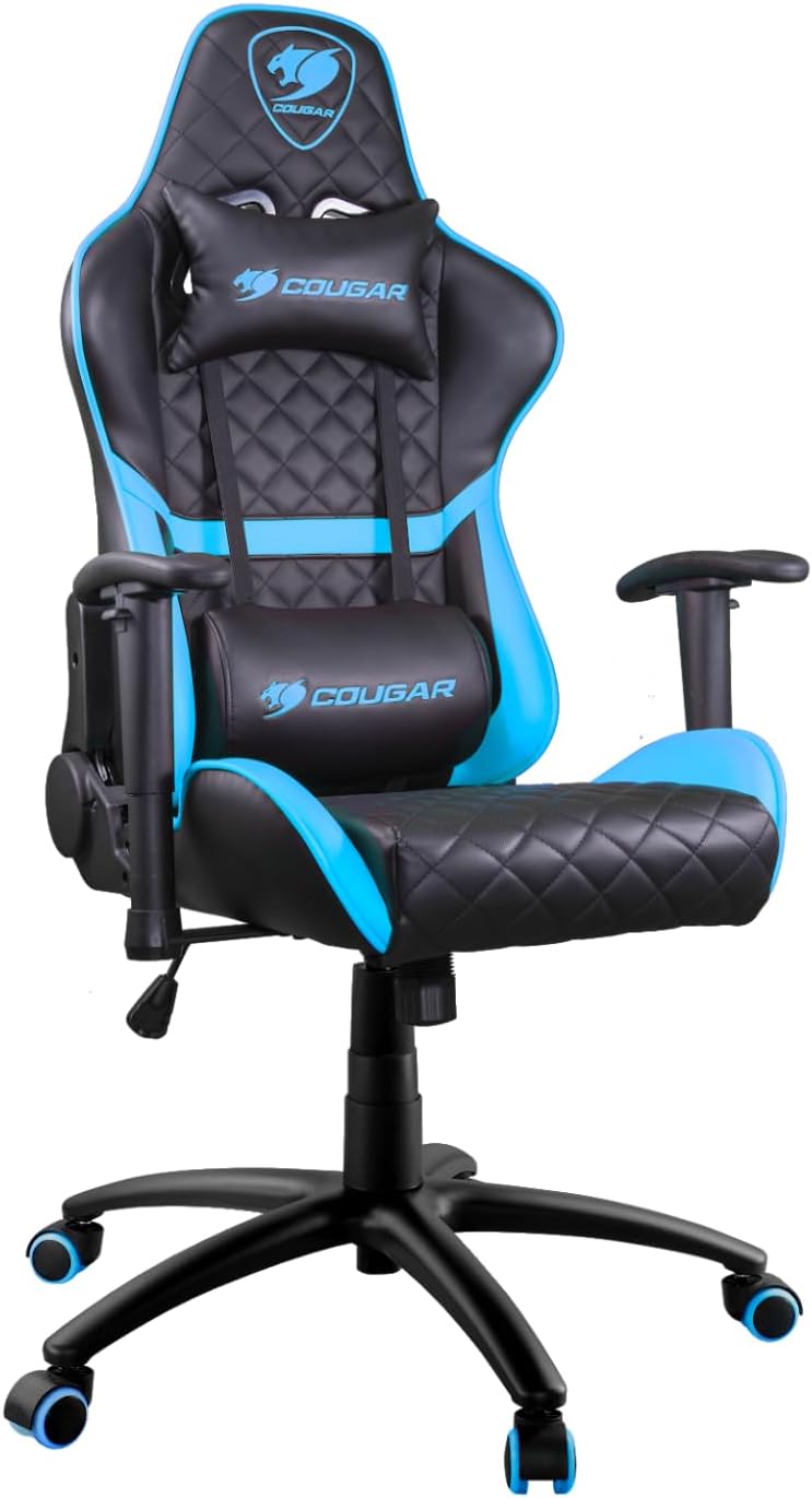 Cougar Gaming Chair Armor One, Steel-Frame, Breathable Pvc Leather, 180° Recliner System, 120Kg Weight Capacity, 2D Adjustable Arm-Rest, Steel 5-Star Base