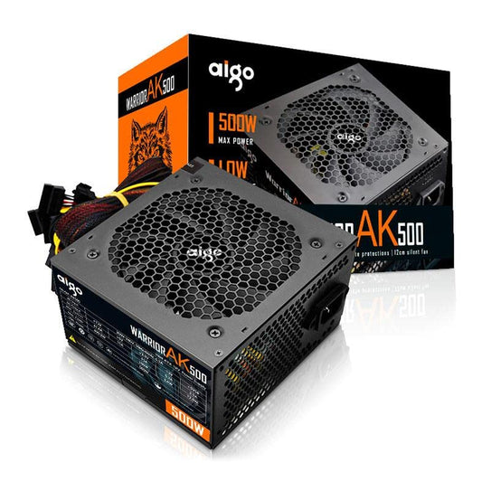 Aigo Warrior AK500 500W Power Supply, 12 CM Hydraulic Bearing Fan | Intel & AMD, Supports-ATX, Built-In PFC, ATX 24 PIN 12V, 220-240 Input Voltage - CaveHubs