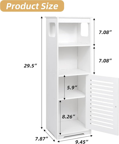 CITLOW Bathroom Waterproof Cabinet,White Floor Standing Storage Cabinet Home StorageFurniture Shelf,Suitable for Toilet Bedroom Kitchen Living Room,75x22x20cm