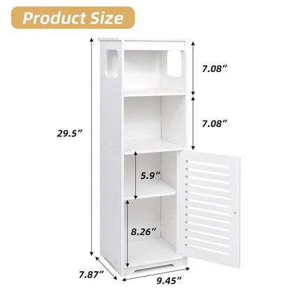 CITLOW Bathroom Waterproof Cabinet,White Floor Standing Storage Cabinet Home StorageFurniture Shelf,Suitable for Toilet Bedroom Kitchen Living Room,75x22x20cm