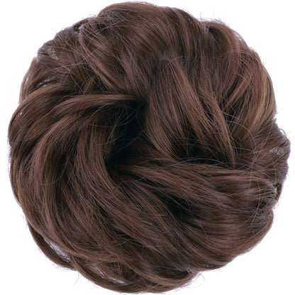 MORICA 1PCS Messy Hair Bun Hair Scrunchies Extension Curly Wavy Messy Synthetic Chignon for Women (12AH613(Light Golden Brown & Lightest Blonde))